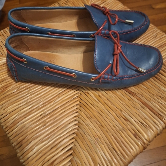 Peter Millar blue Loafer with  red tie laces. Size 6 made in Brazil - Picture 3 of 7